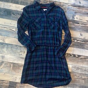 GAP Plaid Midi Dress - Blue and Green
